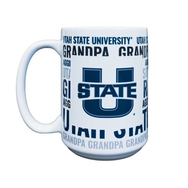 U-State, White, Navy, USU, Grandpa, Mug